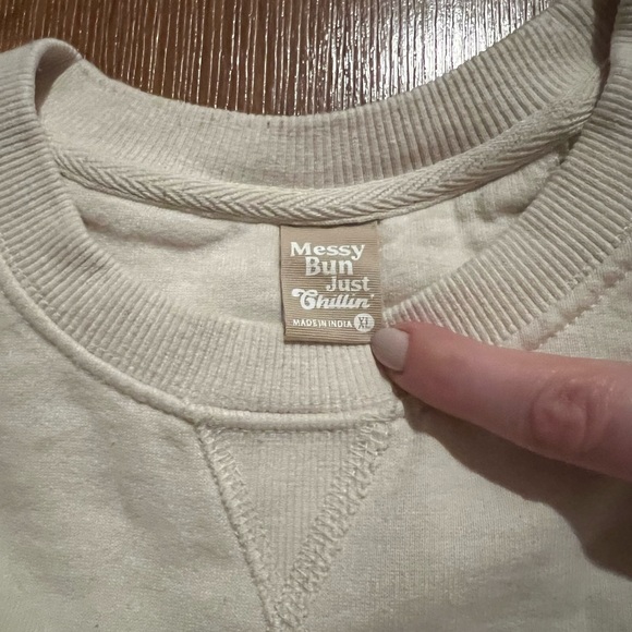 Cream Crewneck Sweatshirt with Olive Graphic - Picture 2 of 2